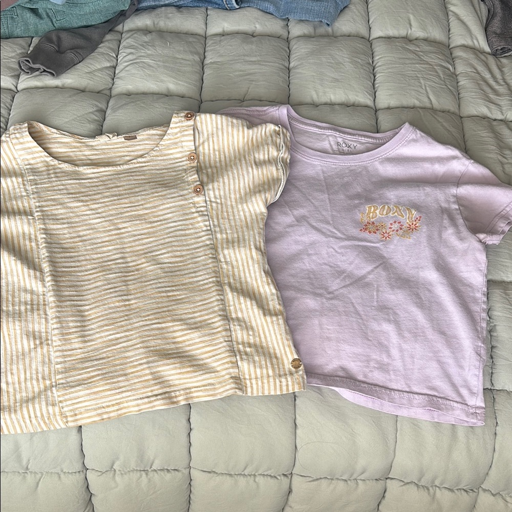 Roxy Cream Striped and Lavender Kids Tees